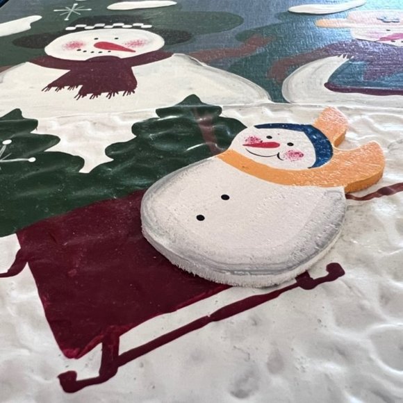 Vintage Terry's Village Wood Fold Out Triptych Snowman Winter Scene - Picture 5 of 9